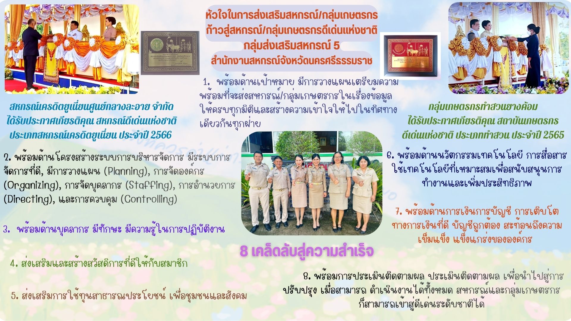 หัวใจของการส่งเสริมสหกรณ์และกลุ่มเกษตรกรก้าวสู่สหกรณ์และกลุ่มเกษตรกรดีเด่นแห่งชาติ