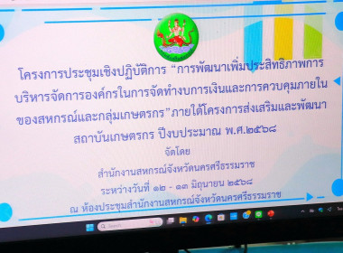 โครงการประชุมเชิงปฏิบัติการ“การพัฒนาเพิ่มประสิทธิภาพการบริหารจัดการองค์กรในการจัดทำงบการเงินและการควบคุมภายในของสหกรณ์และกลุ่มเกษตรกร”ภายใต้โครงการส่งเสริมและพัฒนาสถาบันเกษตรกร ปีงบประมาณ พ.ศ.2568 และเป็นวิทยากรบรรยายในหัวข้อ “การเพิ่มประสิทธิภาพในการบริ ... พารามิเตอร์รูปภาพ 3